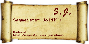 Sagmeister Jolán névjegykártya